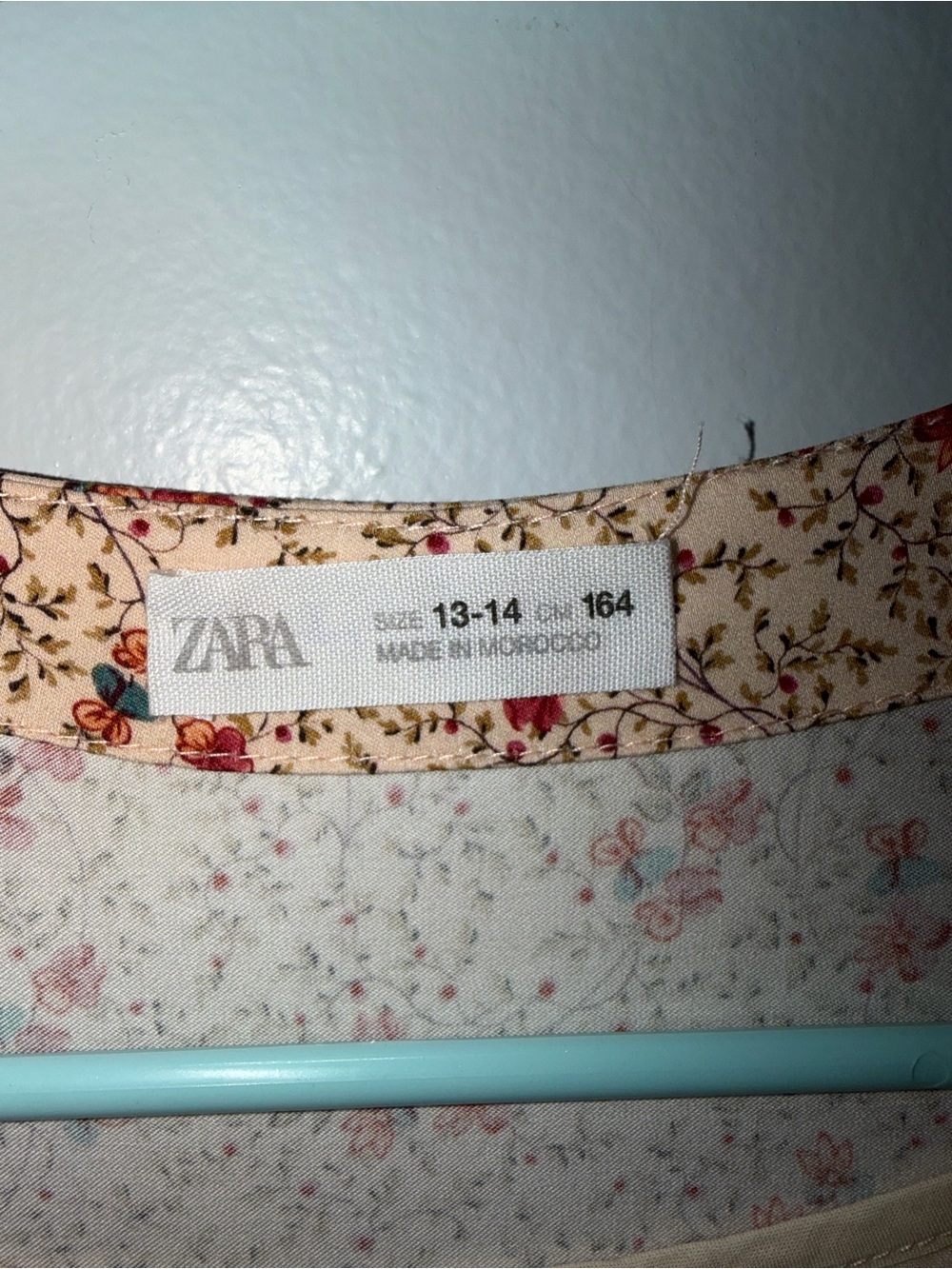 Zara Beige Floral Long-Sleeve V-Neck Dress with Red Accents - Picture 2 of 4